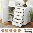 thumbnail image 3 of CONCETTA 5-Drawer Rolling File Cabinet on Wheels, Wood Printer Stand with Storage Drawers for Home Office, White, 3 of 7