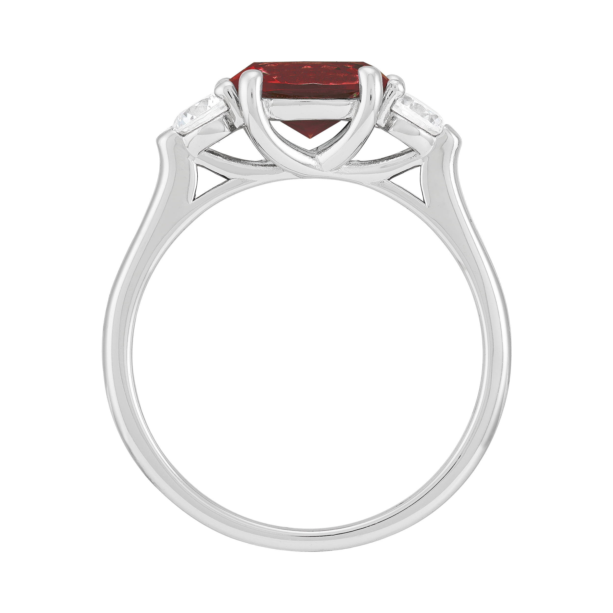 Brilliance Fine Jewelry Oval Garnet and White Cubic Zirconia Ring in Sterling Silver