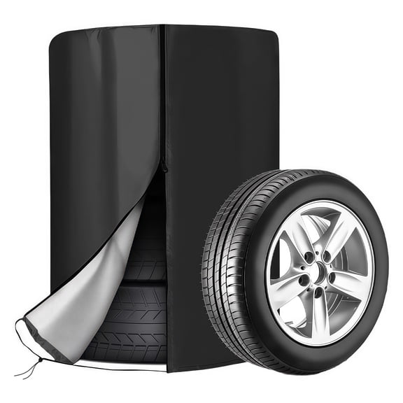 Tire Covers with Zipper Waterproof Heavy Duty Oxford UV Protection Tire Storage Bag Wheel Covers for 4 Tires Within 32 Inches Jeep Trailer RV SUV Truck Tires