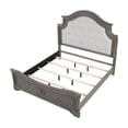 thumbnail image 2 of Traditional Queen Bed With Fabric Headboard, Rustic Gray Wood, Box Spring Required For Elegance Style, Curved Wood Frame, Support, 2 of 2