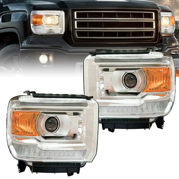 Headlights for 2014-2018 GMC Sierra 1500 & 2015-2019 2500HD 3500HD Plug and Play Bright LED DRL Projector Headlights Assembly Waterproof Replacement Headlamps