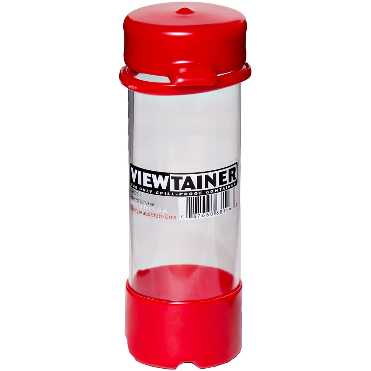Viewtainer Tethered Cap Storage Container 2"X6"Red