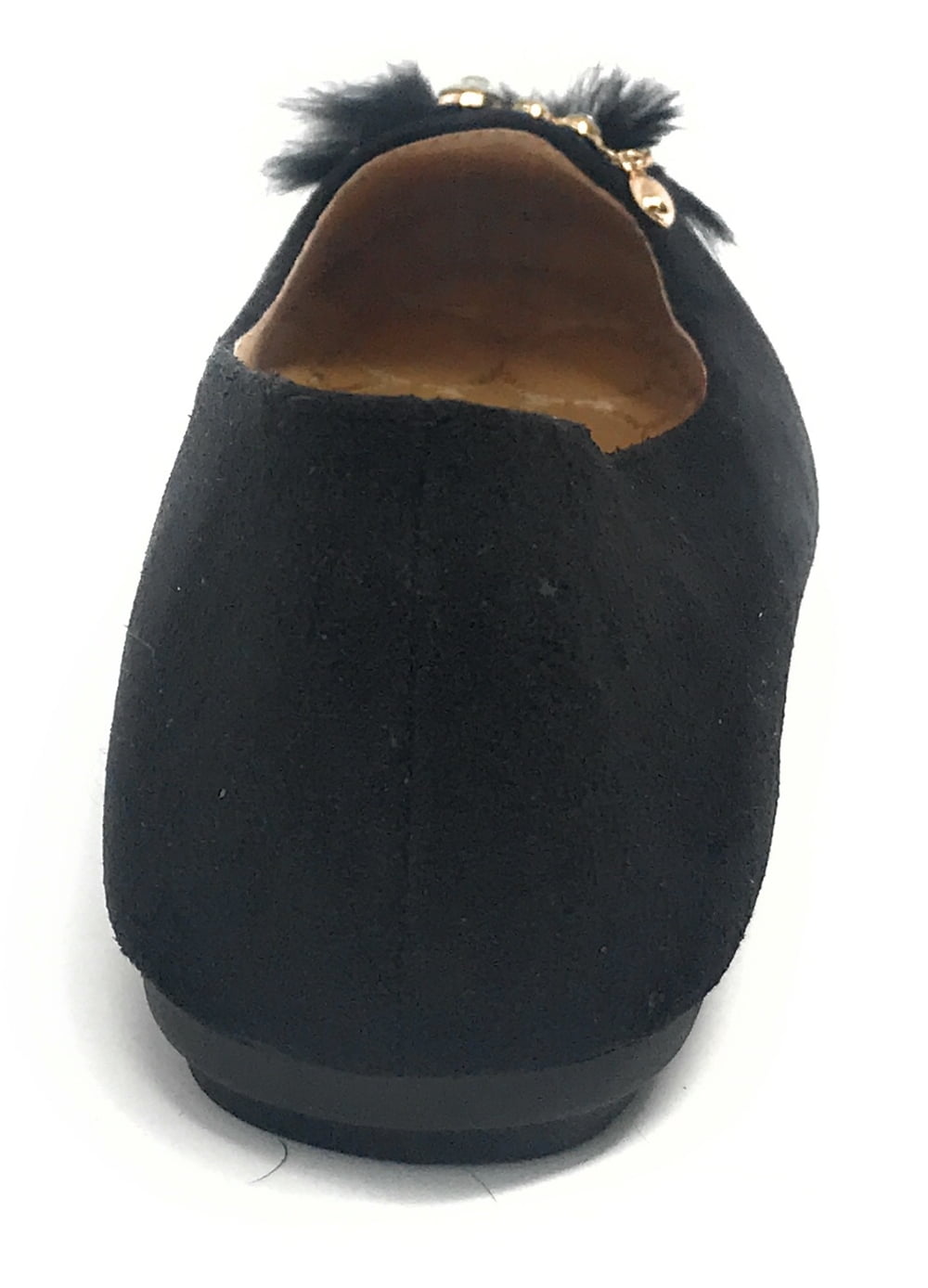 Victoria K Women's Faux Fur With Rhinestone Ballerina Flats