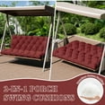 thumbnail image 5 of Snubbull Swing Replacement Cushion, Outside Bench Cushion with Backrest, 2-3 Seater Cushion with 6 Ties for Outdoor Furniture, 60 x 40 x 5 Inches Porch Swing Cushion Garden Bench, Burgundy, 5 of 7