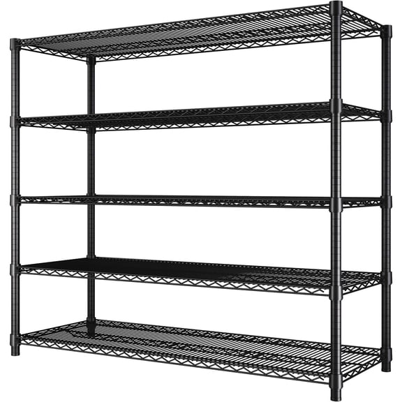 47-in W x 18-in D x 71-in H 5-Tier Heavy Duty Steel Wire Garage Shelving Unit, 3200-lb Capacity, Adjustable Shelves