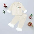 thumbnail image 2 of Tfken Christmas Boys Pajama Set Trendy Winter Tree Print Long Sleeve Lapel Neck Shirts Pants Beige Outfits Sets Size 13-14 Years, 2 of 3