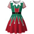 thumbnail image 1 of Robe de Noël pour Femmes Imprimé Rouge Vert Robes de Vacances pour Noël, 1 of 5