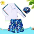 thumbnail image 2 of Gubotare Newborn Swimsuit Boy Boys Zipper Rash Guard Sets UPF 50+ with Long Sleeve 3T 4T,Blue, 2 of 9