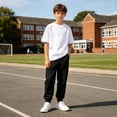 thumbnail image 5 of Eltusu Boys Cotton Sweatpants, Casual Solid Color Comfort Elastic Waistband Kids Joggers Black Size 9-10 T, 5 of 6