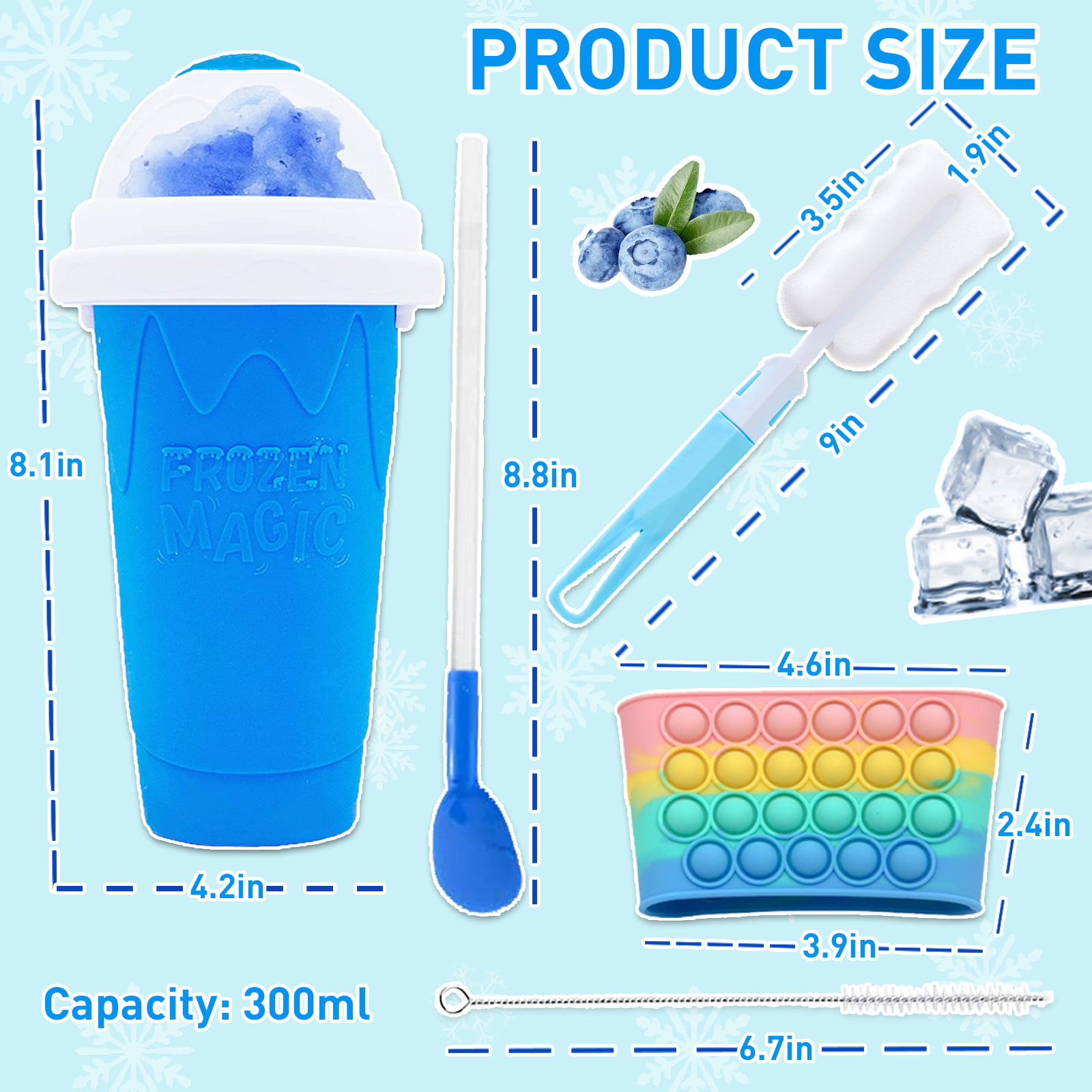 Hoinvaet® Magic Slushy Maker Squeeze Cup Slushie Maker, Homemade Milk Shake  Maker Cooling Cup Squee DIY it for Everyone (Blue)