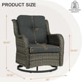 thumbnail image 2 of DREAMSIDEA 1-Piece Outdoor Wicker Swivel Chair with Cushions Patio Swivel Glider Chair Outdoor Rocking Lounge Chair for Backyard Balcony Porch,Grey, 2 of 6