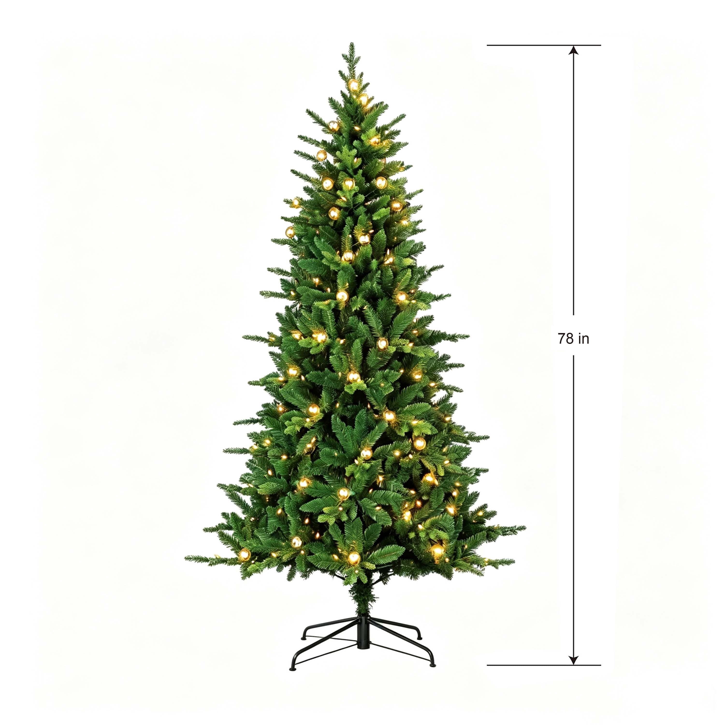 6.5' Pre-Lit Alder Green Artificial Christmas Tree with 325 Warm White LED Lights, 8 Functions, and Stand, by Holiday Time
