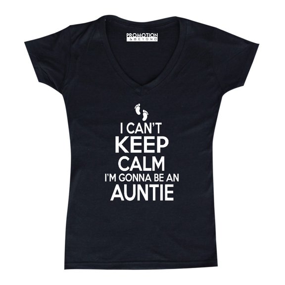 Can't Keep Calm Gonna Be An Auntie Women's V-neck, Black, L