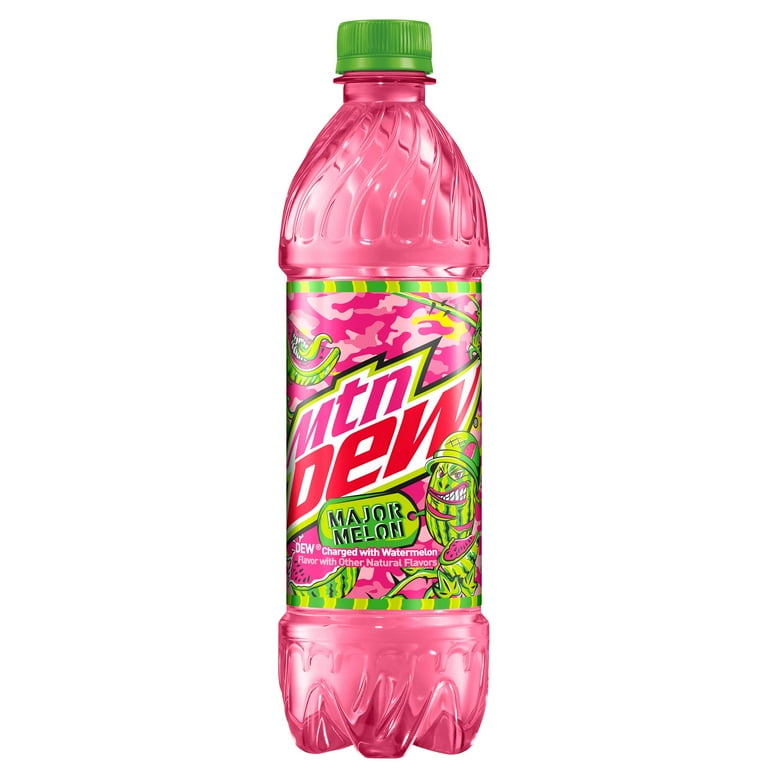 Mountain Dew Major Melon, Watermelon Citrus Soda Pop, 16.9