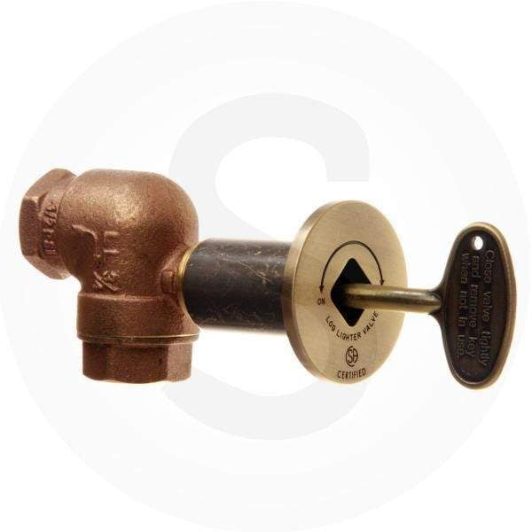 HPC 3/4" Angled Gas Fire Pit Shut Off Valve Kit, Antique Brass Flange