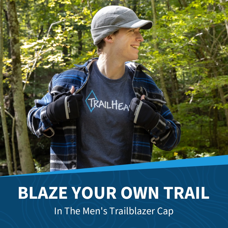 TrailHeads Men's Fleece Ball Cap with Drop Down Ear Warmer | The Trailblazer Adventure Hat - Heather Grey