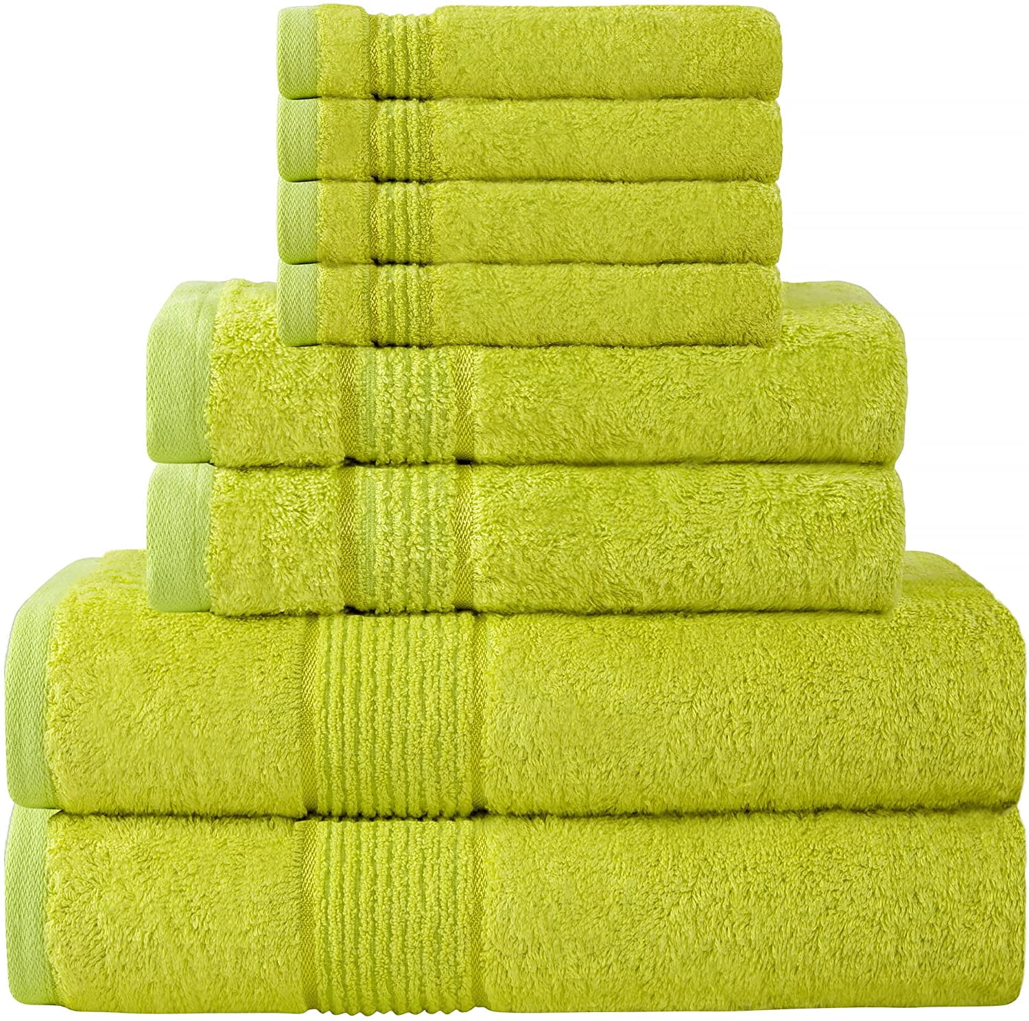 Prime Collections Ultra Soft Luxury Bamboo Cotton Bath Towel Set 8 Piece Towels 600 GSM 2 Bath Towels 2 Hand Towels and 4 Washcloths