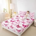 thumbnail image 4 of Feelyou Pink Butterlfy Queen Sheet Sets, Cartoon Princess Style Bed Set, 4-Piece, 4 of 7
