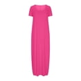 thumbnail image 3 of Robe Chemise Longue Robe Maxi Manches Courtes Robes d'Été Décontractées Tendance Robe Crayon Articles en Solde Rose Vif 2TG, 3 of 5
