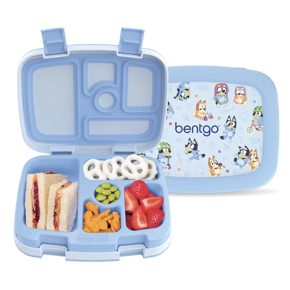 Bentgo Bluey Kids Prints Leak-Proof, 5-Compartment Bento-Style Kids Lunch Box - Age 3-7, Durable, Drop-Proof, Dishwasher Safe, & PFAS & BPA-Free Materials - Bluey & Bingo Play Day