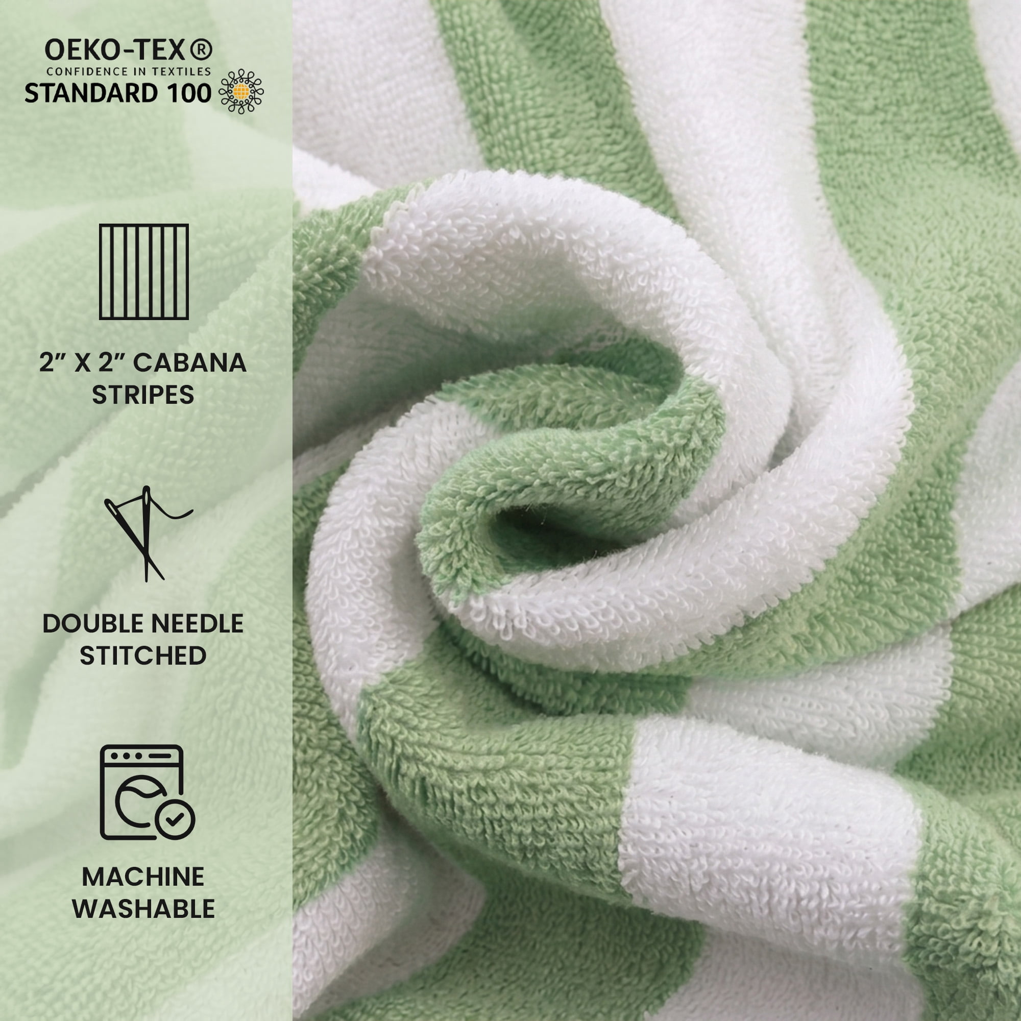 Belem Highly Absorbent Cabana Stripe Large Beach Towels, 100% Cotton, Fast-Drying and Durable, 33x70 Inches, 2 Dozen