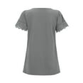 thumbnail image 3 of Gibobby Camiseta de manga corta para mujer Camisetas manga corta con borde encaje para mujer, blusas sueltas tamaño a la moda, blusas casuales sólidas(Gris,M), 3 of 5