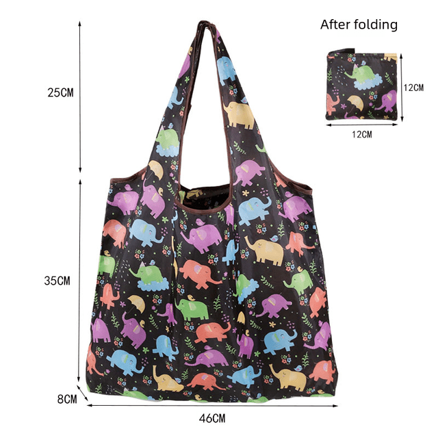 Bolsa de compras portátil de tela con flores de 190T grande, bolsa de poliéster, bolsa plegable