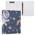thumbnail image 3 of Unicorns Astronaut Planets 3 Ring Binders 1.5 inch Hardcover File Folders with Interior Pockets A4 Size Organizer for School Office Hospital, 3 of 8