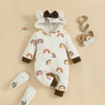 thumbnail image 2 of Generic Kids Winter W-onderland Outfits Unisex Baby Toddler Bow Hooded Romper Fit Footed Long Sleeve Round Neck Zipper Bow Playwear Pajamas(0-3 Months,Brown), 2 of 6