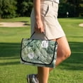 thumbnail image 3 of COEQINE Quilted Golf Cart Seat Blanket Cover, Includes Handle for Carrying When Folded, Universal Fit for EZGO Yamaha Club Car 2-Seaters, 4-Pocket Design, Tropical Palm Leaf Golf Pattern, 3 of 8