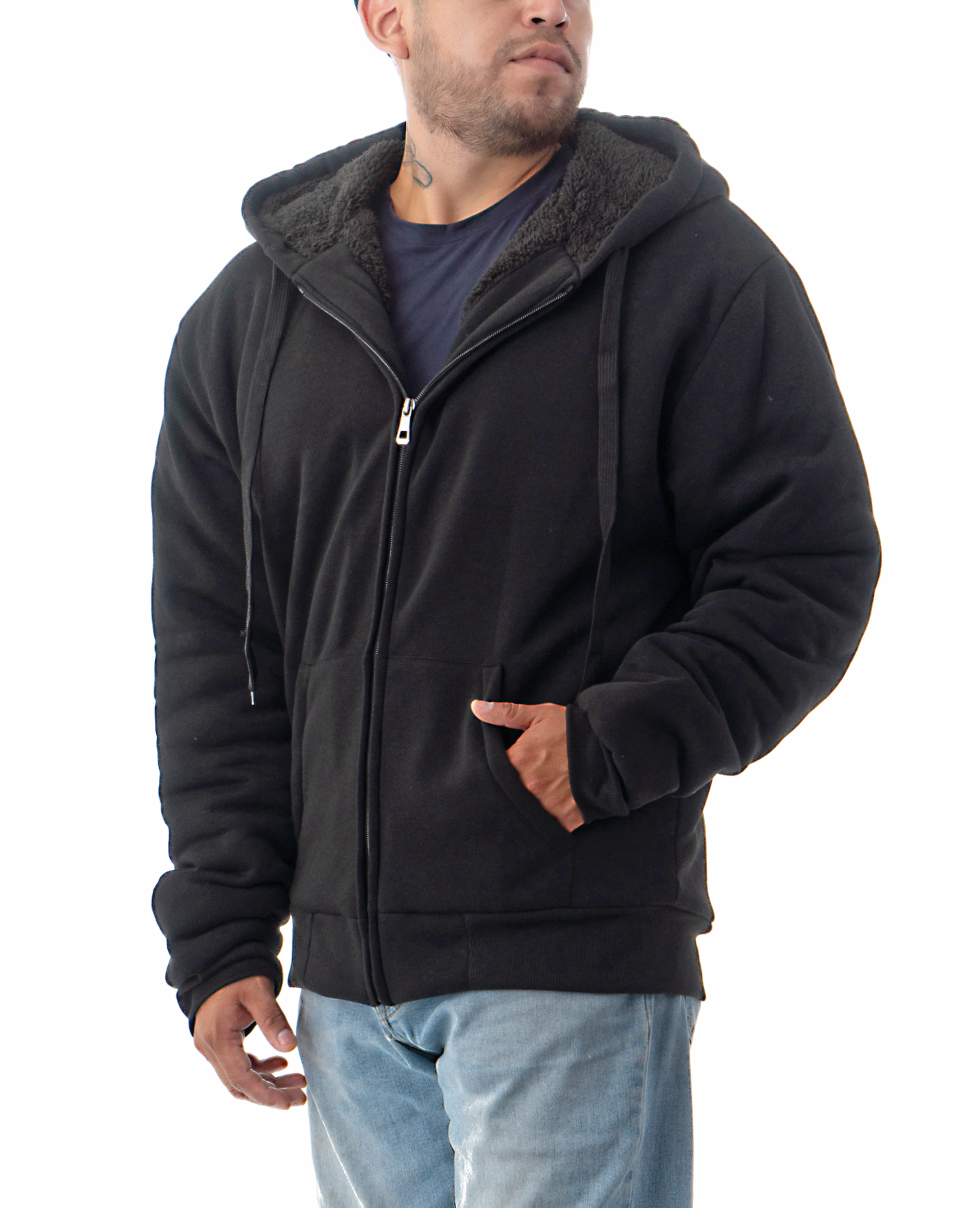 Jvini Men's Ultra Soft Sherpa Lined Full Zip Hoodie photo 3
