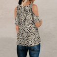 thumbnail image 6 of Womens Summer Camo Tops Short Sleeve Leopard Shirts Crew Neck Cute Trendy Tunic Blouses Beige L, 6 of 7