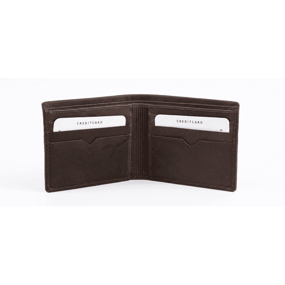 RAYMONS OVERSEAS - Men's Genuine Leather Vertical Bi-Fold Wallet Brown Tall Wallet with Credit Card Slots Cash Compartment ID Holder Slim Everyday Wallet