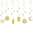 thumbnail image 1 of Adornos colgantes en espiral Eid Mubarak, 6 uds., cartel en forma de remolino dorado, colgante para fiesta en casa, decoración de fiesta de Ramadán, 1 of 5