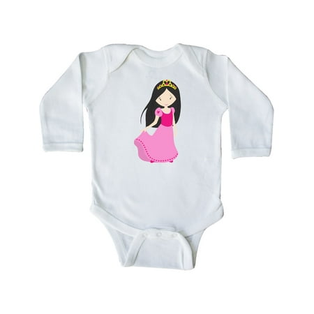 

Inktastic Cute Princess Black Hair Princess In Pink Dress Gift Baby Girl Long Sleeve Bodysuit