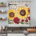 thumbnail image 4 of Red Yellow Sunflowers Sheer Curtains 96" Long, Retro Rustic Barn Doors Butterfly Brown Light Filering Curtains, Privacy Drapes Simi Floor to Veiling Curtain for Living Room Large Window Treatment, 4 of 9