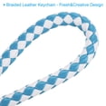 thumbnail image 4 of Braided Leather Keychain with Stainless Steel Key Ring Sleeve, PU Woven Wristlet Lanyard, White Sky Blue, 4 of 5