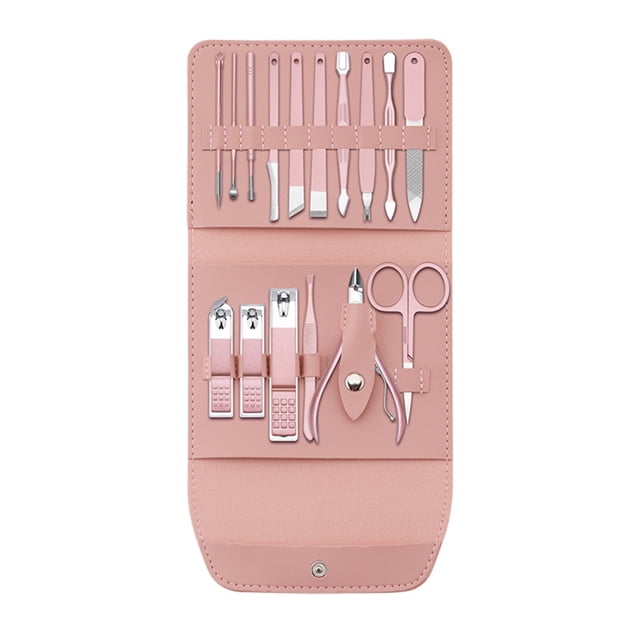 16pcs Pedicure & Manicure Tool Kit Portable Nail Clippers Set with Ear Scoop Nail File Trimmer Eyebrow Scissors Dead Skin Removal Tool for Hand Foot Care