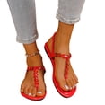 thumbnail image 4 of Women Pearl Casual Sandals, Comfortable Soft Non-Slip Beach Shoes, Breathable Summer Footwear, Stylish Round Toe, Ideal for Daily Outdoor Indoor Wear Red, 4 of 8
