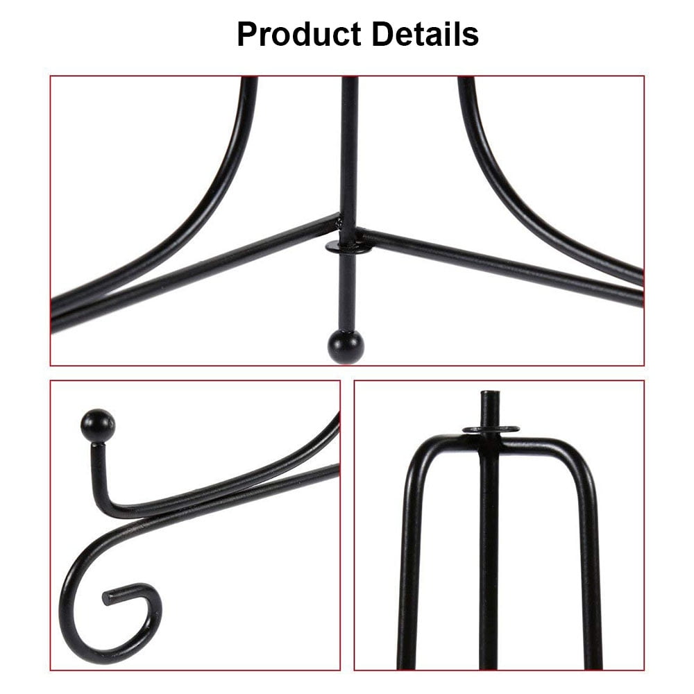 6 Pack Anti-Slip Iron Display Stand, Black Iron Easel Plate Display Photo Holder Stand, Picture Frame Holder Stand for Displaying Pictures, Plates, Books and Arts (12 inch)