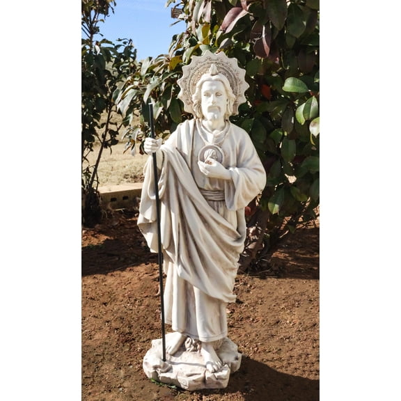 Catholic Church Saint Jude with Staff and Medal Large Outdoor Statue 24" Tall