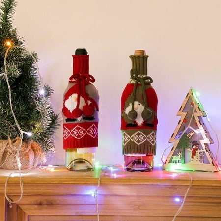 

2 PCS Christmas Wine Bottle Cover Bag Santa Claus/Snowman/Elk Creative Champagne Cover For Christmas Hotel Table Party Festival Decoration