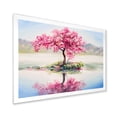 thumbnail image 2 of Designart 'Oriental Cherry Pink Tree Sakura On The Lake' Lake House Framed Art Print, 2 of 4