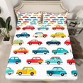 thumbnail image 2 of Manfei Colorful Car Queen Sheet Sets,Traffic Vehicle Flat Sheet,Red Blue Yellow Queen Fitted Sheet For Girls Boys,Super Cozy Room Decor,4-Piece, 2 of 7