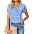 thumbnail image 2 of Hibeli Womens Summer Tunics Tops Floral Print Short Sleeve Casual T-Shirts V Neck Lightweight Cute Blouse, 2 of 5