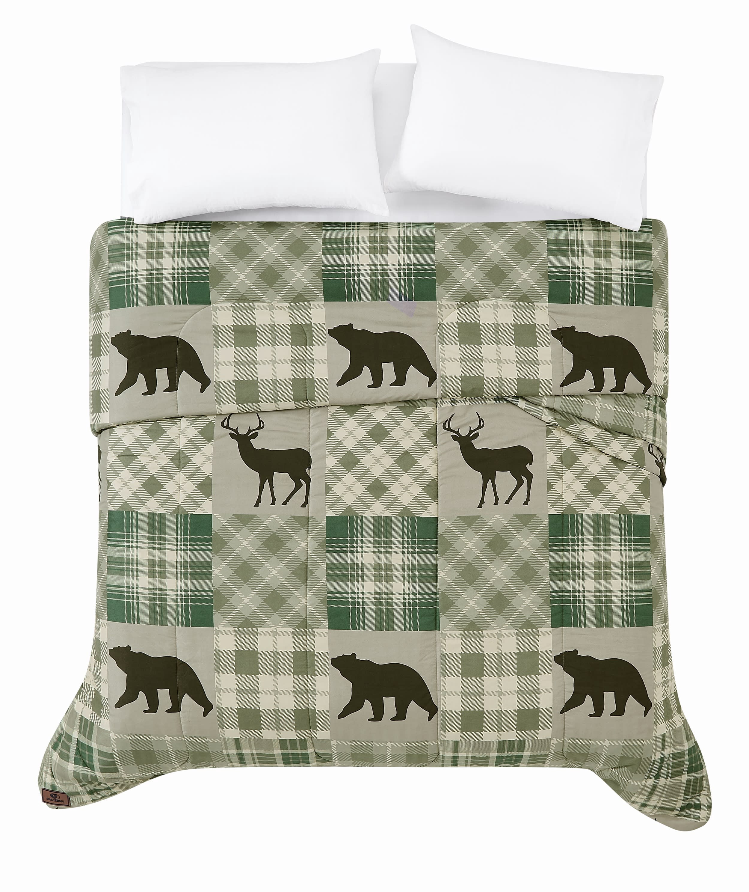 Mossy Oak® Bear Patchwork Microfiber King Size Comforter, Microfiber Adult Bedding for Hunting Lodge or Cabin