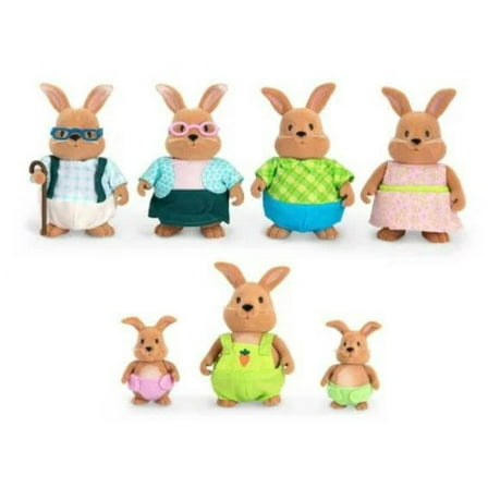 Lil Woodzeez Miniature Animal Figurine Set - Cottonball Rabbit Family