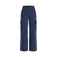 thumbnail image 4 of Luvrsol Women Cargo Wide Leg Pants Elastic Drawstring Waist Casual Straight Long Trousers with Multi Pockets S-2XL, 4 of 6