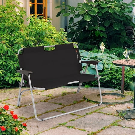Costway 2 Person Folding Camping Bench Portable Loveseat ...
