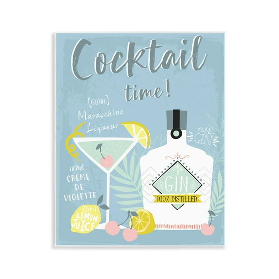 Stupell Industries Cocktail Time Gin Recipe Food & Beverage Painting Unframed Art Print Wall Art, 11 x 14